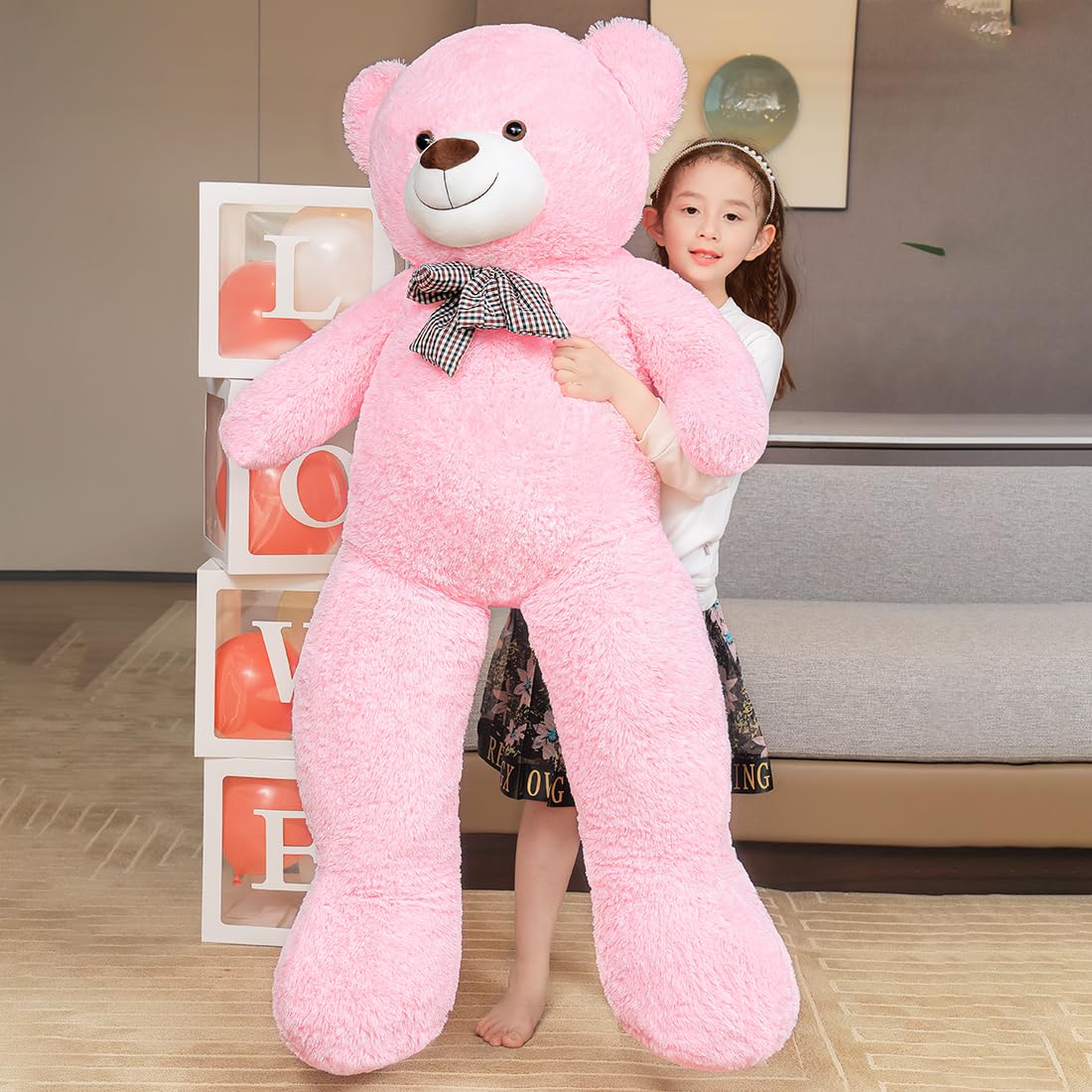 SNOWOLF Giant Teddy Bear 55inch Stuffed Animals Plush Toy Big Soft Bear for Girlfriend Kids Valentines Christmas Birthday, 7Lbs
