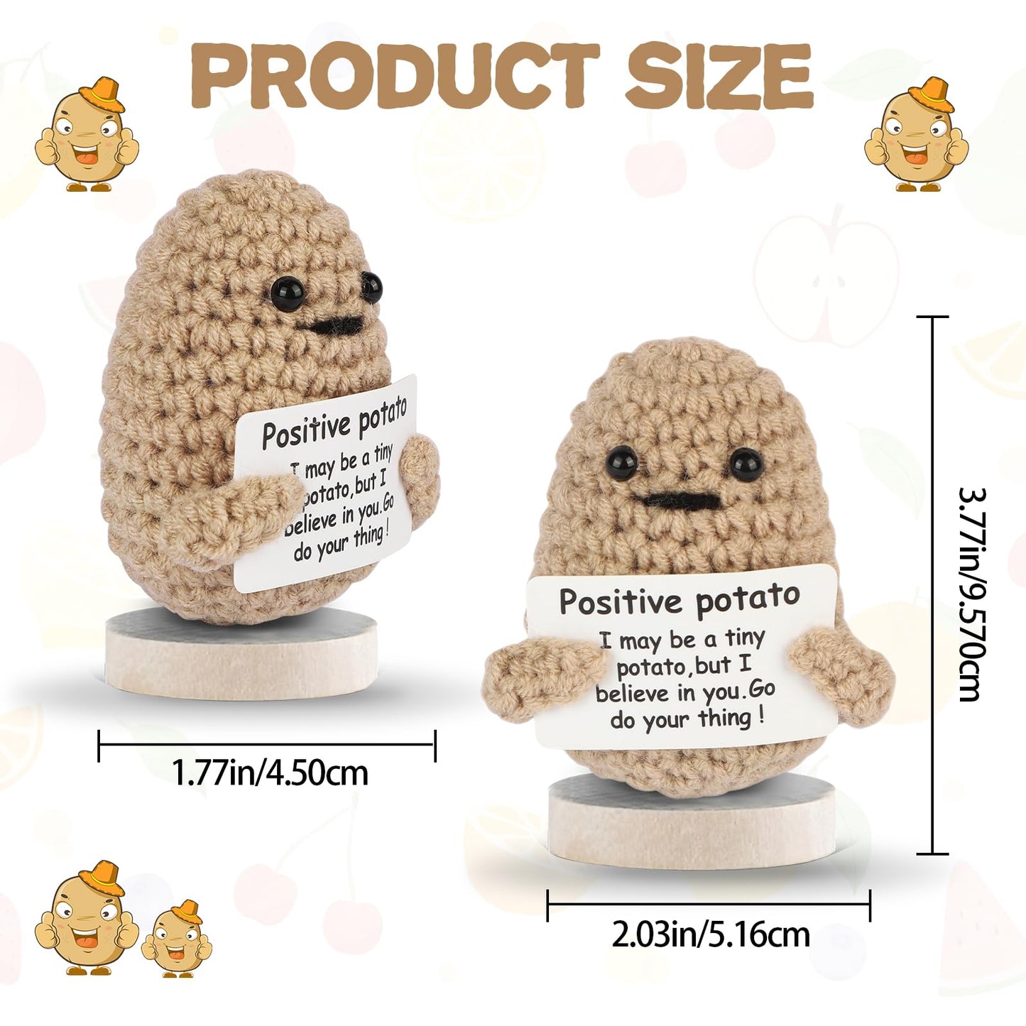 Dafuriet Mini Funny Crochet Doll With Positive Card - 3 Inch Wool Potato For Cheer Up Gifts And Party Decorations