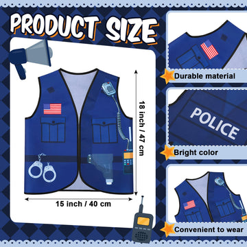 Panitay 12 Pcs Kids Community Helper Dress Up Vest Career Cosplay Cloth Toddlers Occupation Role Play Costume Supplies (Police)