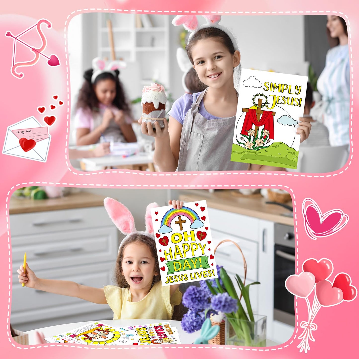 Zhanmai 30 Pcs Easter Color Your Own Funny Religious Posters DIY He Lives Easter Crafts Bulk Coloring Religious Cross Butterfly