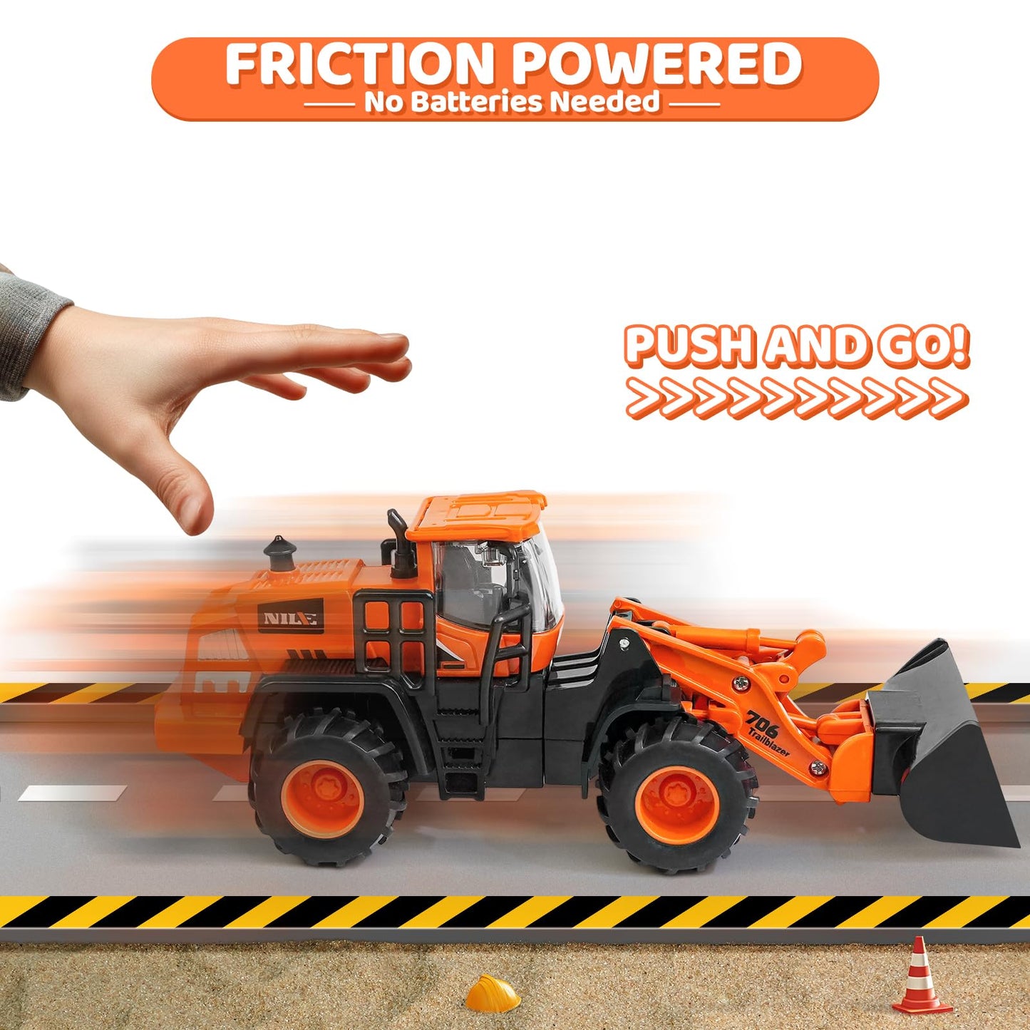 Beestech Construction Truck Toys for 3 4 5 6 7 8 Years Old Boys, Friction Powered Truck Vehicles Sand Sandbox Beach Toys, Kids B