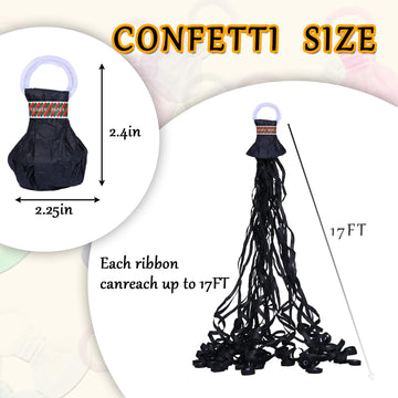 12 Pack Black Streamer Poppers, No Mess Confetti Poppers,Party Poppers No Mess Streamers Easy to Clean Handheld Streamer Cannon,