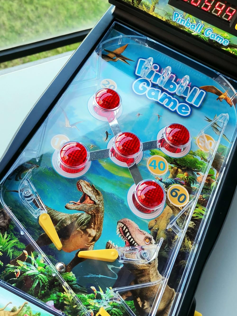 Trisquirrel Electronic Pinball Game,Dinosaurs Pinball Machine,Tabletop Arcade Pinball With Lights & Sounds Effects,Led Digital S
