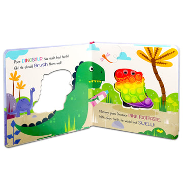 Game Party Touch And Pop Book Set For Toddlers - 2 Pc Bundle With Fidget Toy Storybook And Bonus Storybook For Kids With Animals