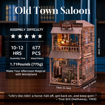 Wondyland Book Nook Kit - Diy Miniature House & Dollhouse Alley Model Kit, Puzzle Bookshelf Library Decor With Led Light, Craft