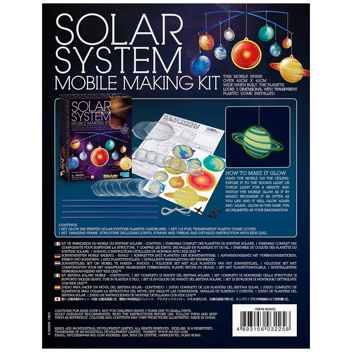 4M Glow-In-The-Dark Solar System Mobile Making Kit, Multi