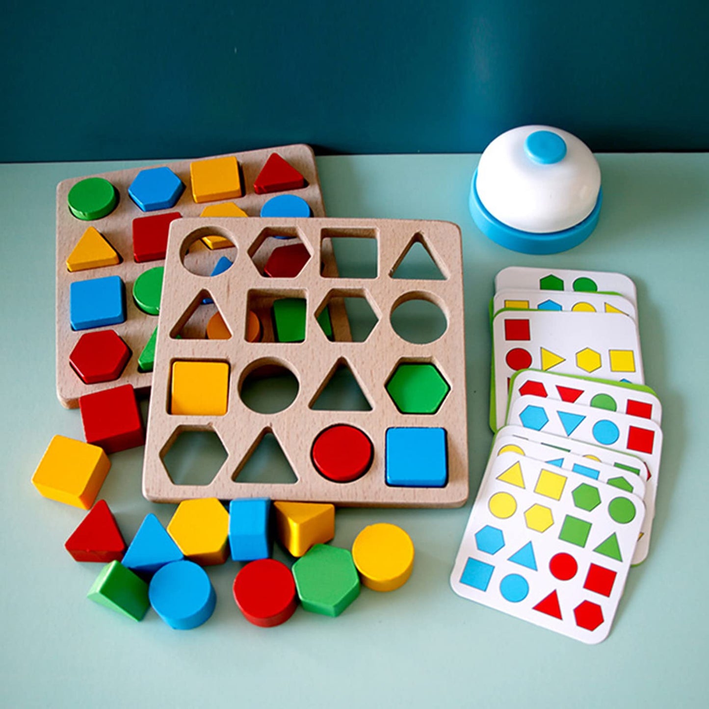Pajojoqa Shape Matching Game Color Sensory Educational Toy, Geometric Shape Quick Matching Board Game Montessori Learning Toys F