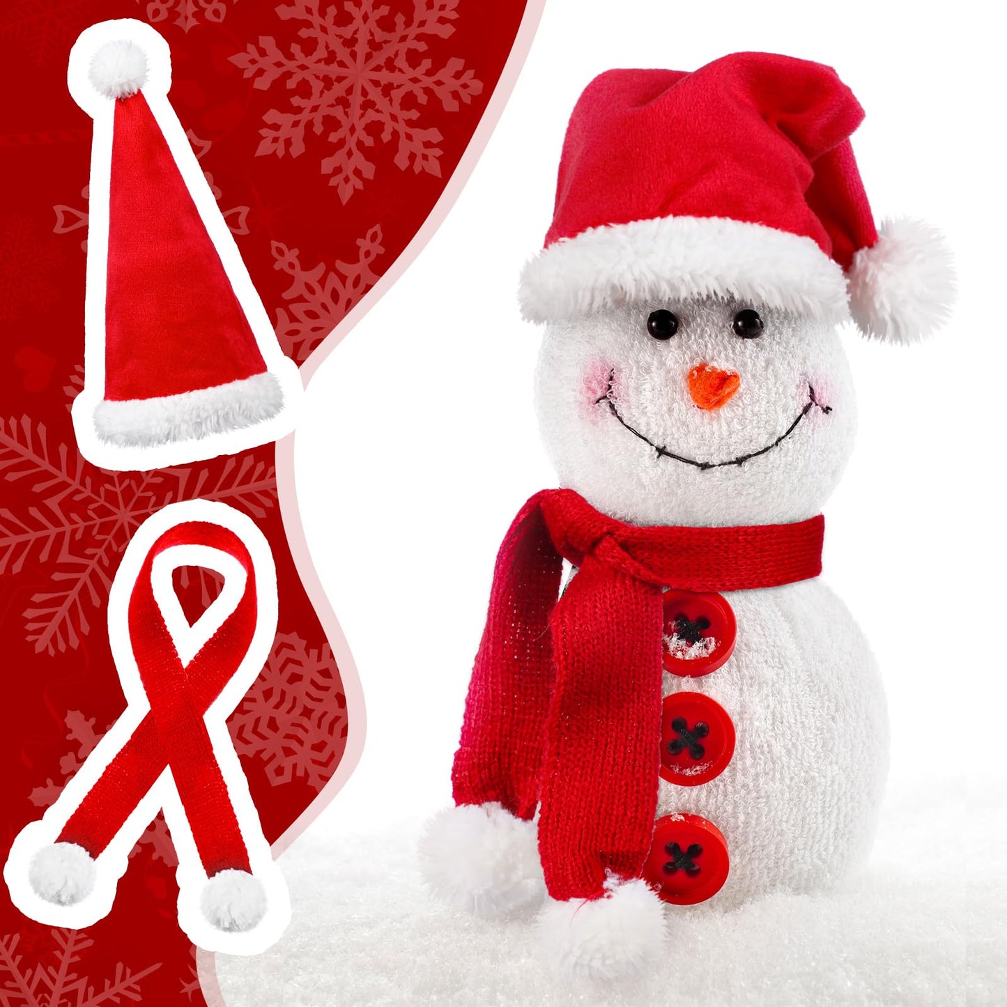 4 Pack Doll Clothes Christmas Mini Snowman Hats Scarf, Santa Knit Hat Christmas Tree Scarf For Doll Elf Santa Mini Snowman (Styl