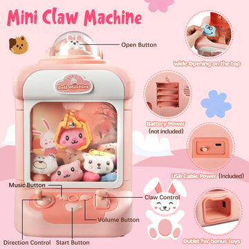 Claw Machine For Kids,Mini Vending Machines Candy Grabber Prize Dispenser Toys For Girls,Electronic Arcade Claw Game Machine For