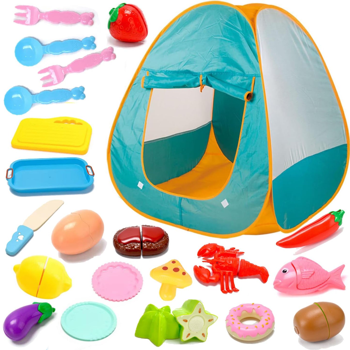 Podero, Kids Play Tent, Kids Play Pop Up Tent, Pop Up Tent For Kids, Kids Tents For Inside, Kids Tent With Toys, 21 Pcs, For Kid