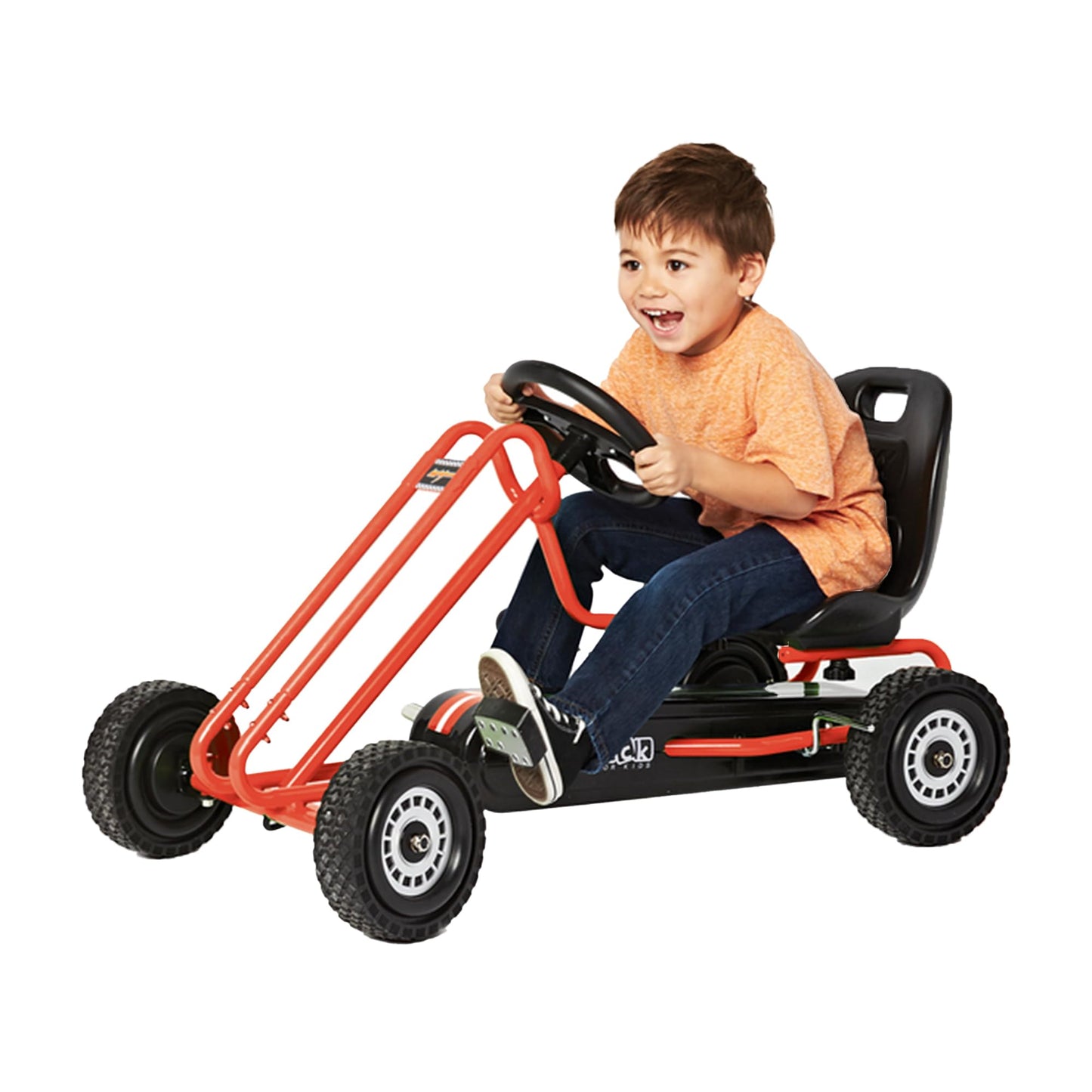 hauck Kids Pedal Go Kart, 4 Wheel Bike Cart, Ages 4-8, Lightning Ride, Orange