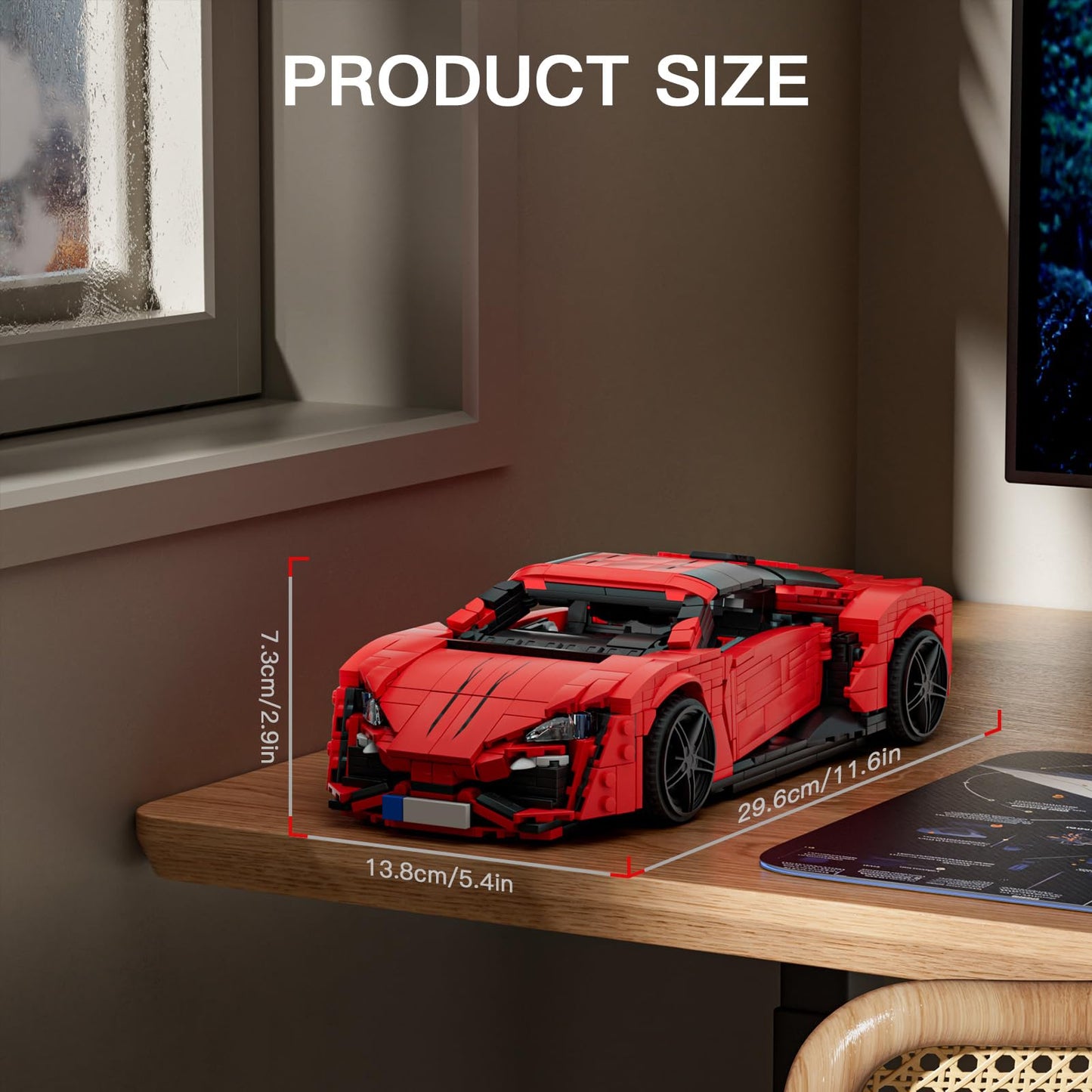 Mould King Car Building Sets, 1:12 Scale Red Sports Car Model, 10117 Collectible Toys Building Kits, Build And Display Construct