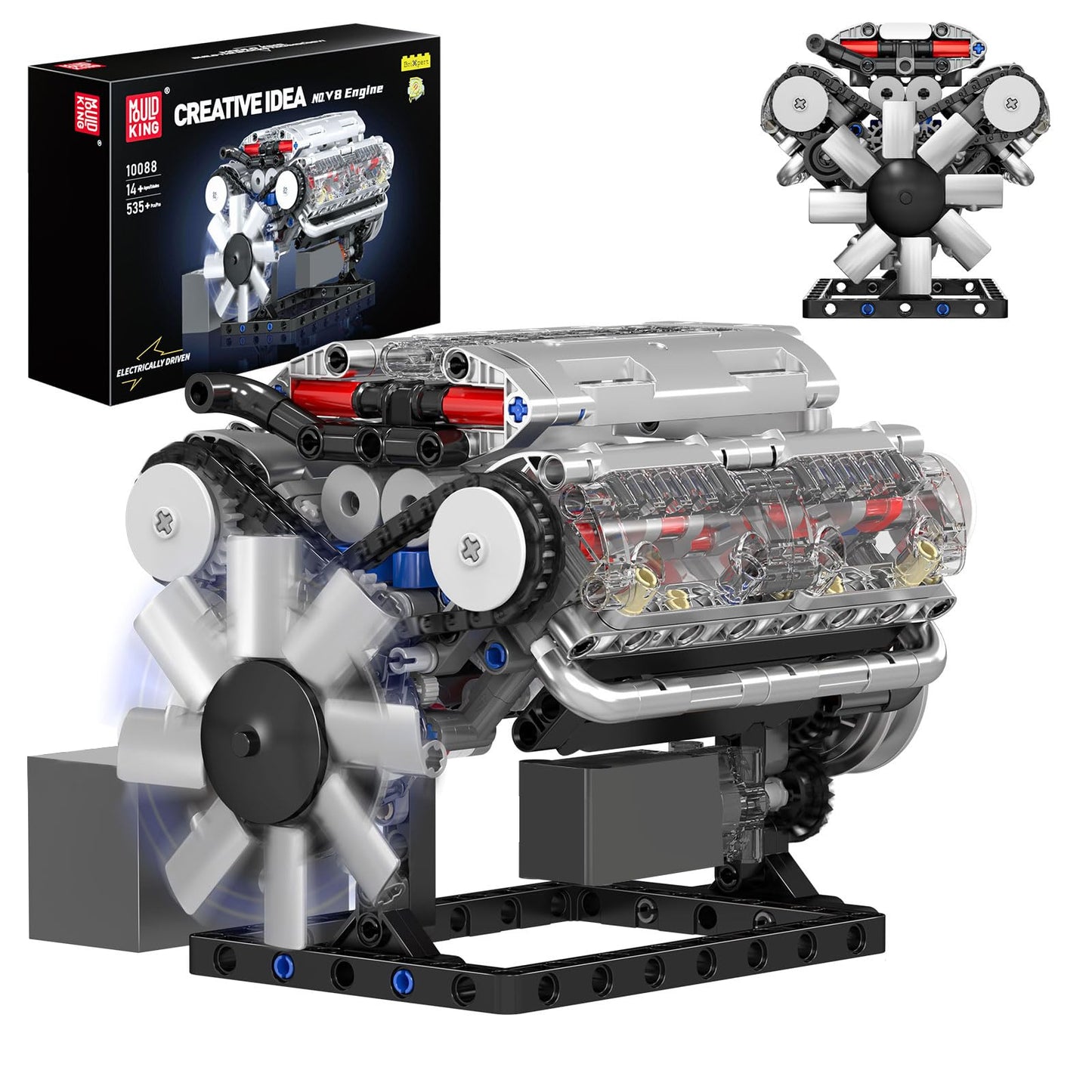 Mould King Visible V-8 Engine Building Blocks V8 Motor Model Building Toys, V8 Combustion Engine Building Sets, Creative Stem To