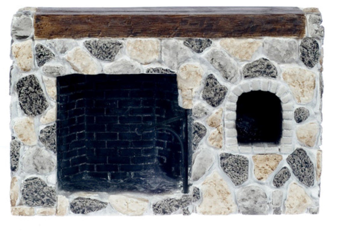 Dollhouse Miniature Fieldstone Walk-in Fireplace