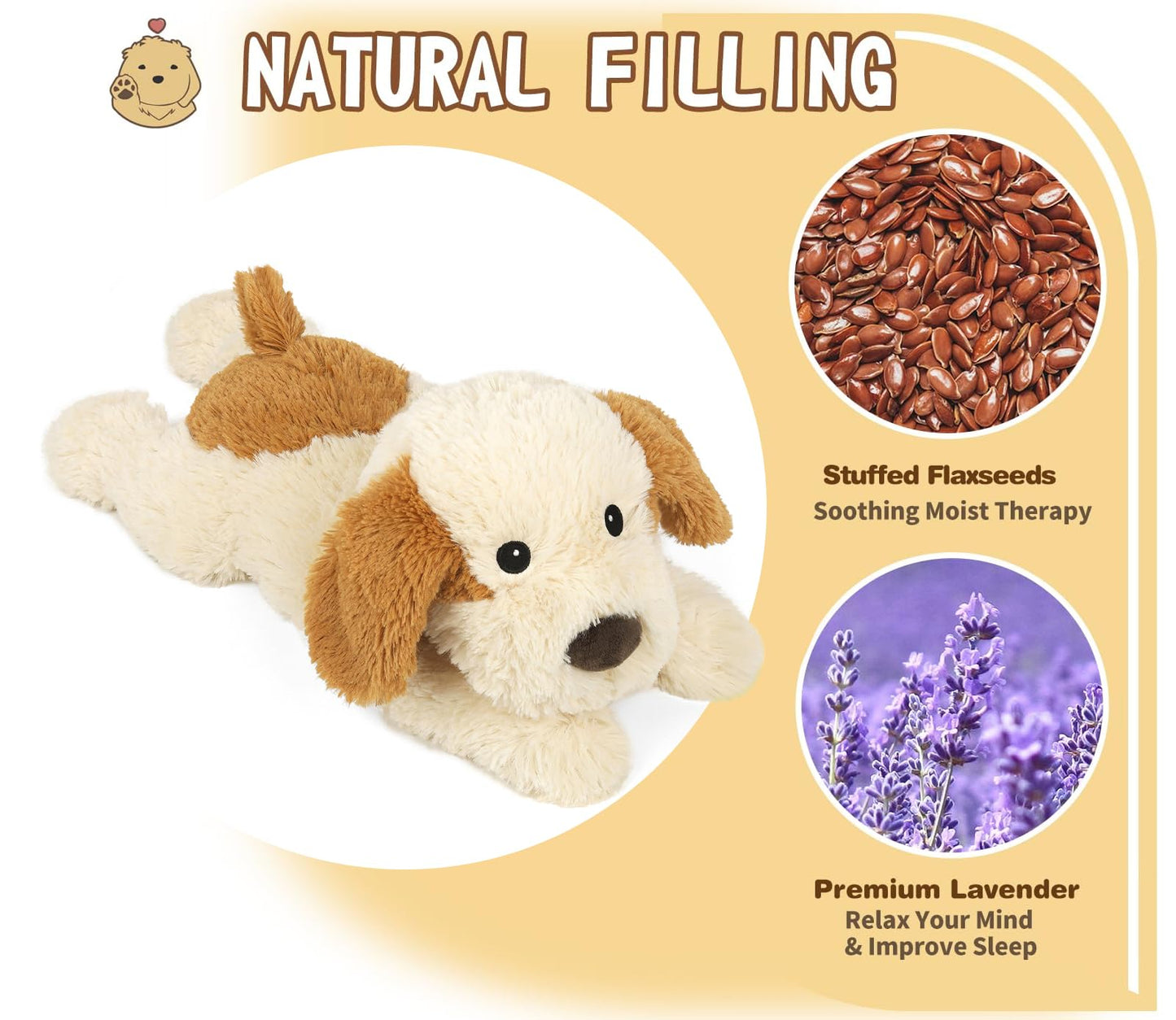 Cuckool Puppy Stuffed Animals, Microwavable Stuffed Animals Heating Pad For Cramps, Pain Stress Relief, Heatable & Coolable Lave