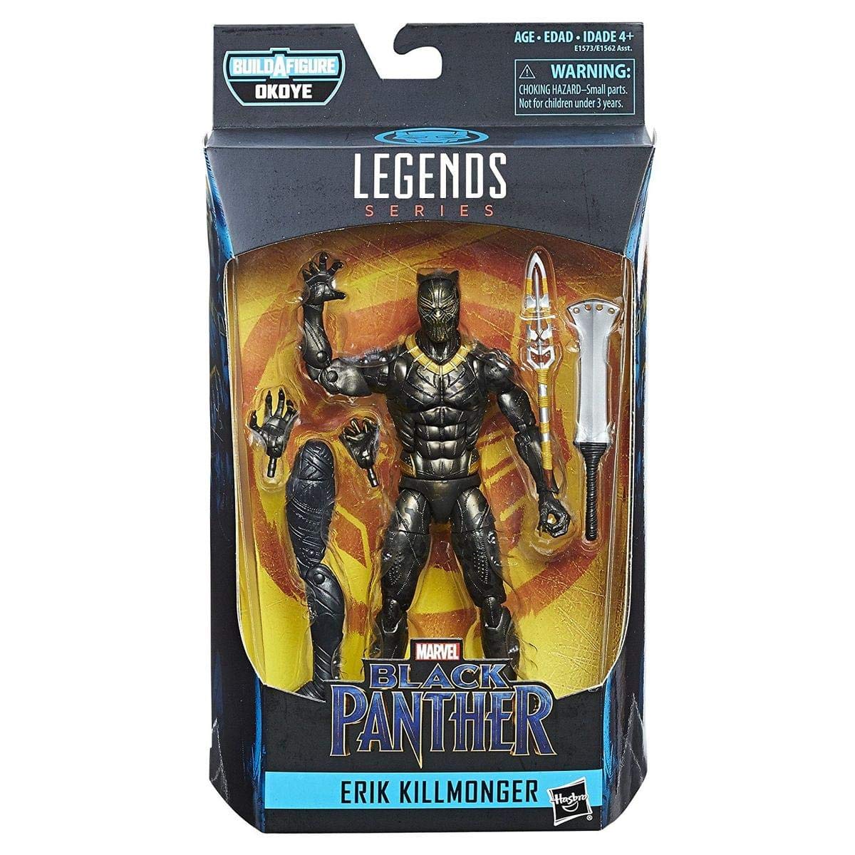 Marvel Legends Erik Killmonger Action Figure, 6-inch, Black, Plastic, Model E1573