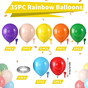 Multicolor Rainbow Balloons, Multicolor Balloons Light Blue Yellow Dark Green Purple Orange Red Balloon Colorful Latex Balloons