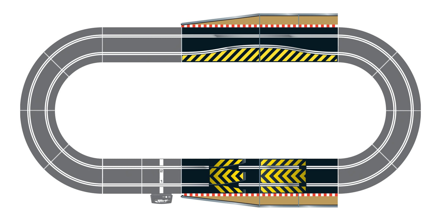 Scalextric C8511 Track Extension Pack - 1X Leap (Ramp Up And Ramp Down) 2 Straight 2 Side Swipes Borders Barriers