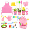 deAO Kids Gardening Set Arts and Crafts for Kids Paint Garden Tools DIY Flower Building Toys with Shovel, Trowel, Rake, Water Ca