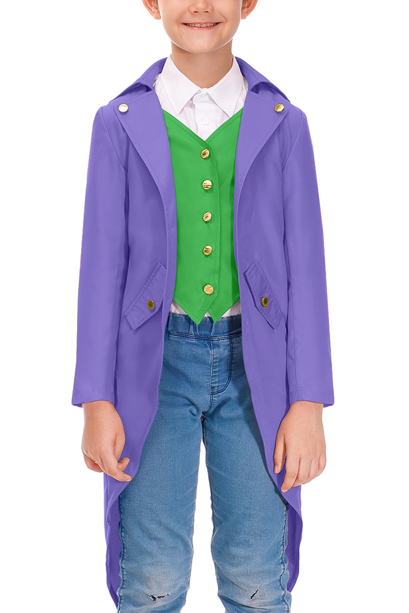 Besserbay Halloween Boys Renaissance Steampunk Medieval Gothic Jacket Vampire Retro Tailcoat Purple 8 Years