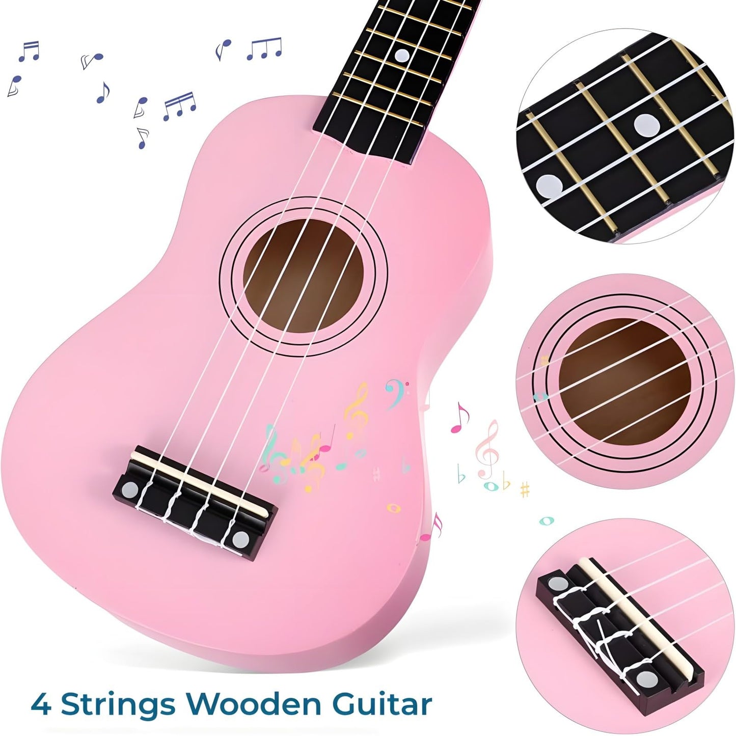 Kids Guitar Acoustic, Jakeloo 21 Inch Wooden Acoustic Guitar For Toddler Guitar Toy Childrens Guitar Musical Toy Instruments Ide
