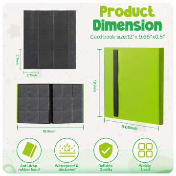 Card Binder 9 Pocket Trading Card Album Folder 20 Pages 360 Card Capacity Sports Card Binder enhanced Card Binders Compatible with MTG TCG Baseball Cards (Green Grass)