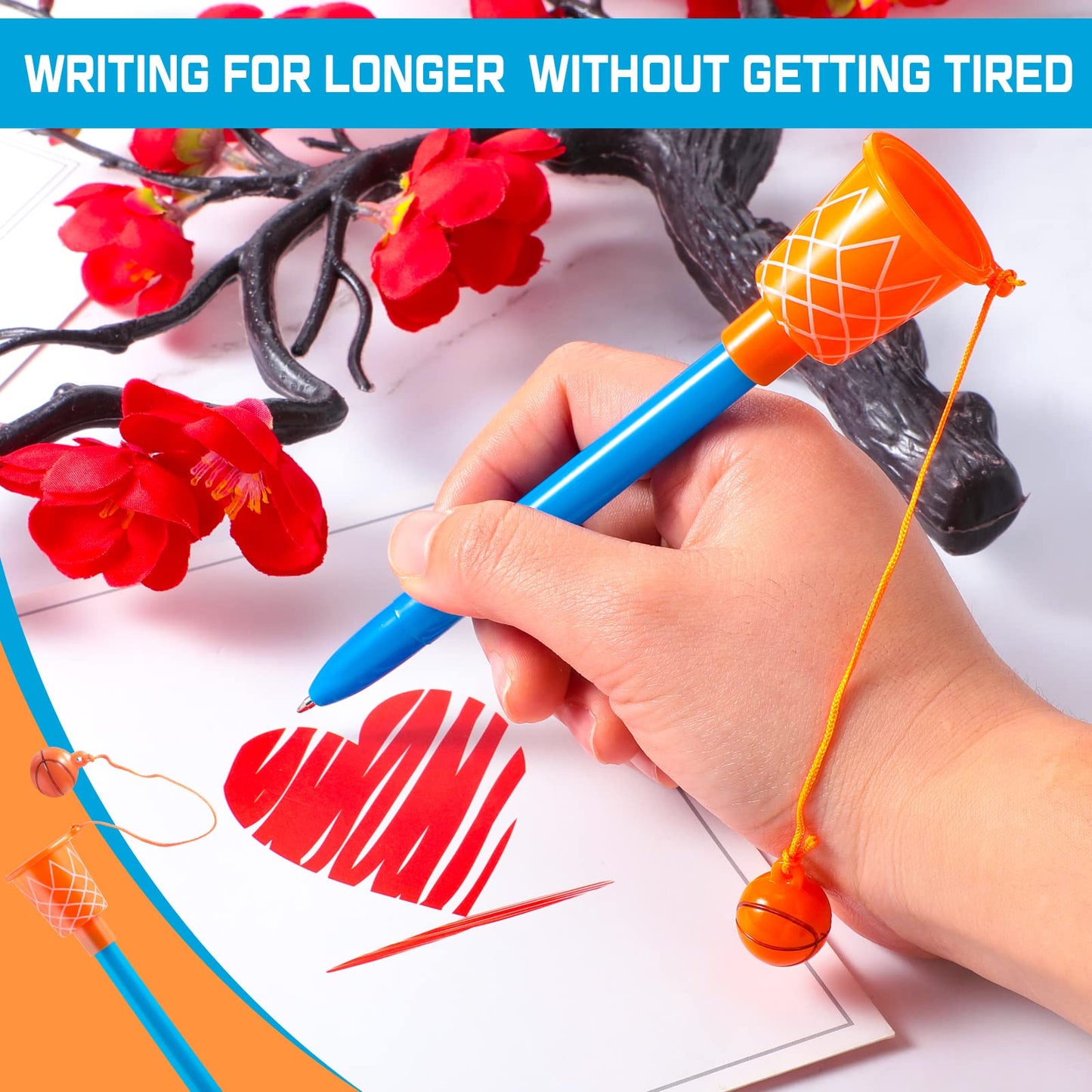 Epakh 20 Pcs Basketball Hoop Pens Basketball Party Favors With Blue Pencil Holders Novelty Pens For Kids Foam Pen Cushion Sports Party Favors For Sports Themed Birthday Party Supplies, 0.7 Mm