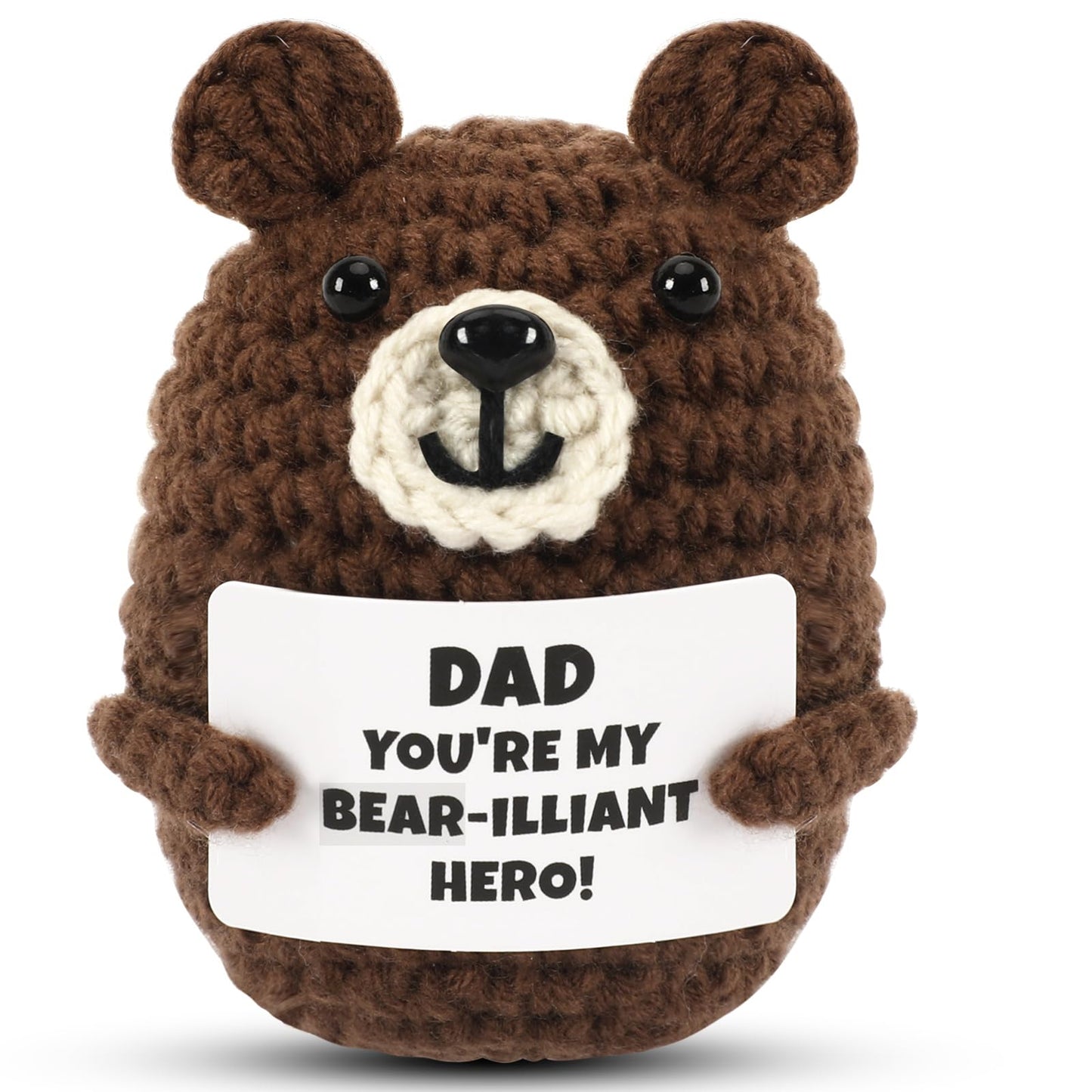 Juleasel Mini Bear Gifts For Dad From Daughter Son, Positive Crochet Animals Easter Fathers Birthday Gifts Handmade Emotional Cr