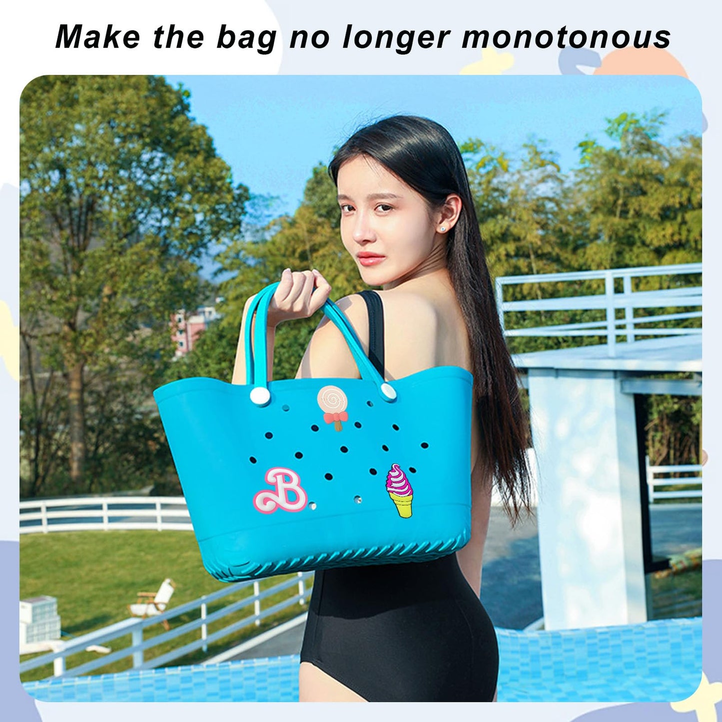 Lckaey Rubber Beach Bag Accessories-PVC Rubber decoration-for EVA Purse Bogg Inserts Y064Figure 39