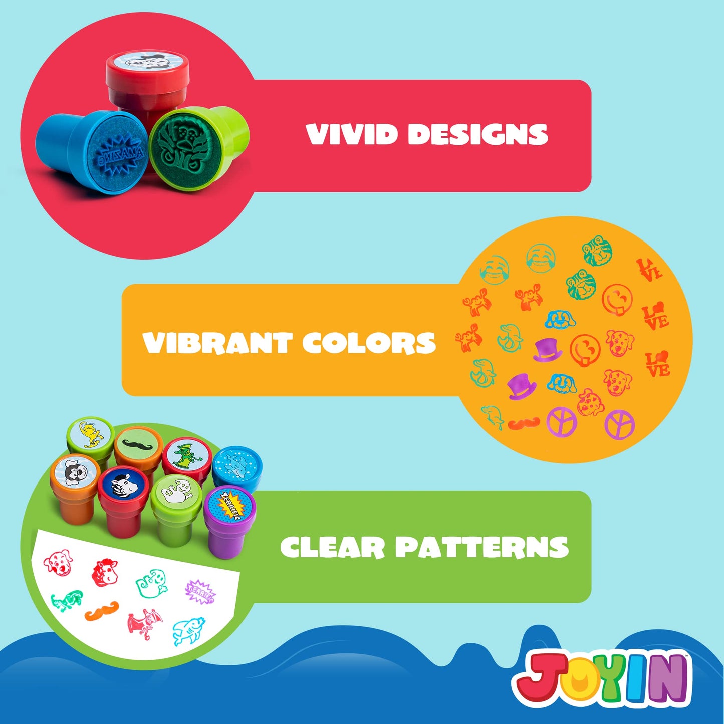 JOYIN 100PCS Assorted Stamps for Kids Self-Ink for Party Favor, Teacher Stamps, Kids Treasure Box, Prize for Classroom, Easter E