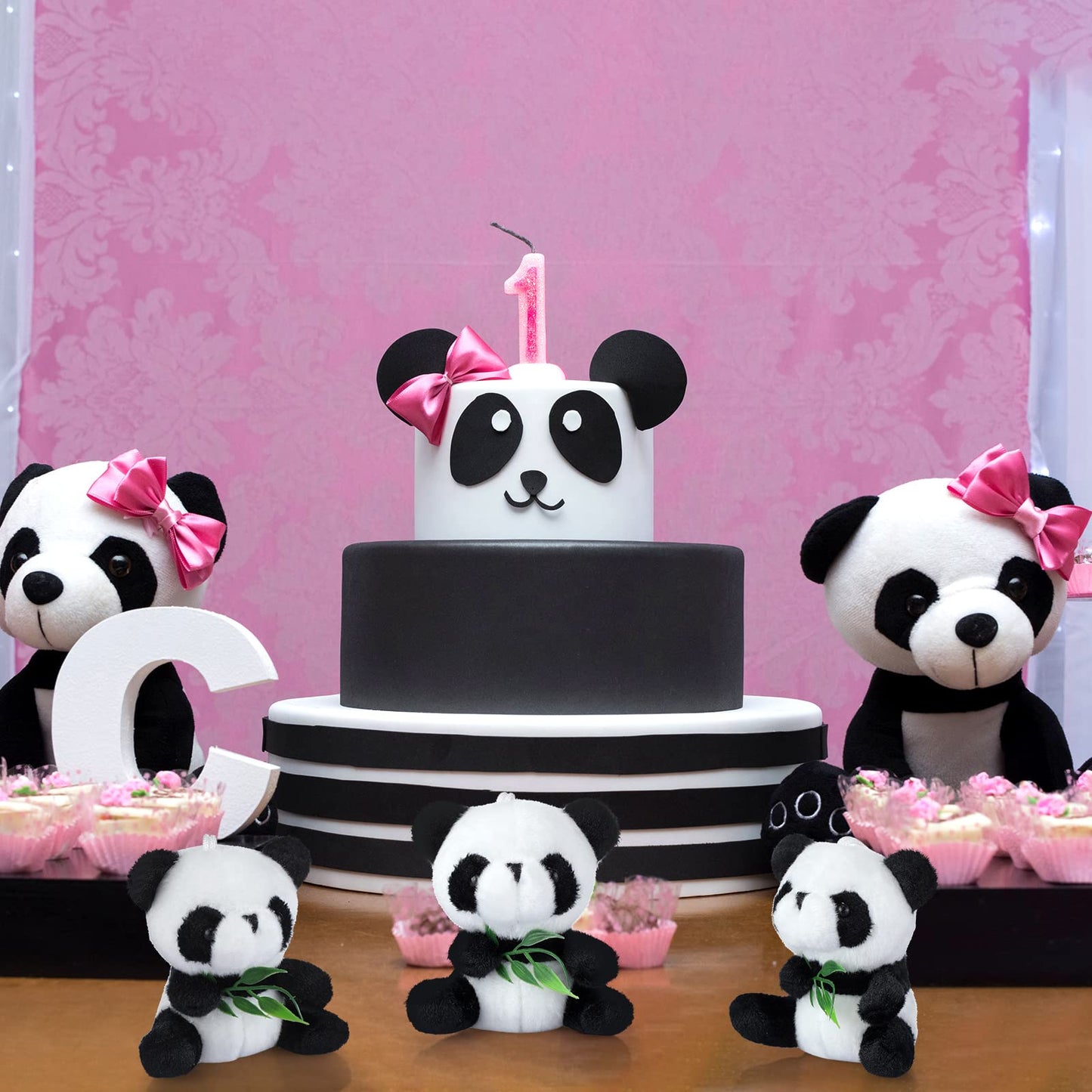 Aoriher 6 Pcs Mini Panda Plush Toy 4 Inch Cute Plush Panda Stuffed Animals Hanging Pendant Ornament For Boy Girl Gift Birthday D