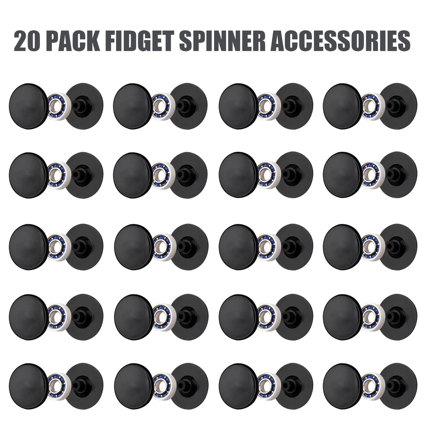 20 Pack Fidget Spinner Bearing And Cap Replacement Set, Chrome Steel Bearing Balls, High Speed 13Mmx7Mmx4Mm Bearings Single Seal