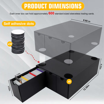 Qlouni Trading Card Storage Box, Includes 18-600 Ct Boxes & 60 Card Dividers, Trading Card Organizer For Collectible Card Games,