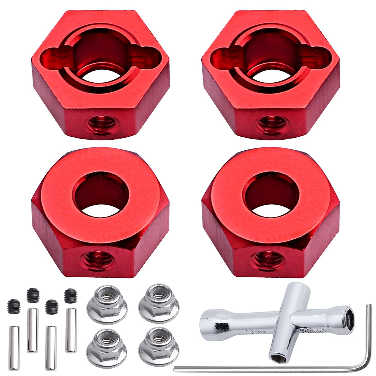 HobbyPark Aluminum 12mm Hex Wheel Hubs Adapters with Locknuts for Arrma Granite Voltage MEGA 2WD Granite 4X4 Big Rock Senton, Se