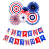 Zwiebeco Birthday Party Decoration Supplies-Red Blue White Happy Birthday Banner Bunting Garland Hanging Paper Fan Kit For Boys