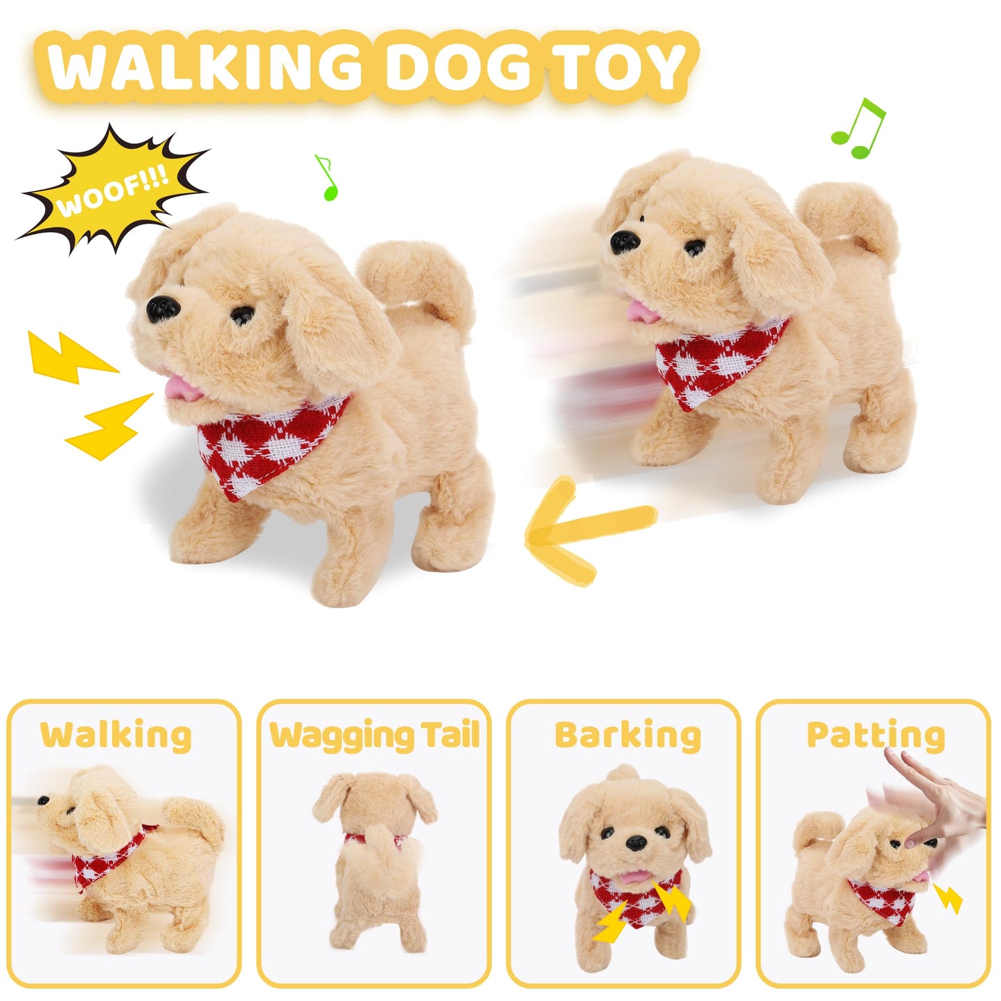 15-Piece Dog Toys For Kids - Walking Dog Stuffed Toy With Pet Cage, Doctor Role Play Toy Dogs With Pet Care Playset, Puppy Toys