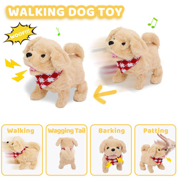 15-Piece Dog Toys For Kids - Walking Dog Stuffed Toy With Pet Cage, Doctor Role Play Toy Dogs With Pet Care Playset, Puppy Toys