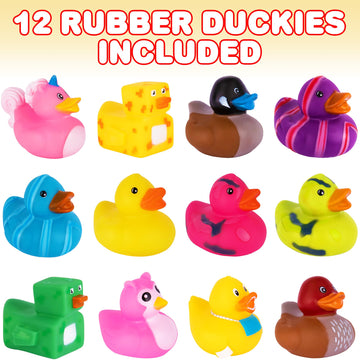 Artcreativity Jeep Ducks - 100 Rubber Ducks For Jeep Ducking, Fun Rubber Duckies In Bulk For Jeeps, Bathtub Toys, Carnival Prizes & Birthday Party Favors For Kids, 17 Unique Designs