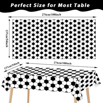 Smilelife 4 Pack Soccer Tablecloth Disposable Sports Ball Party Table Covers for Soccer Birthday Decorations Party Supplies 54 x