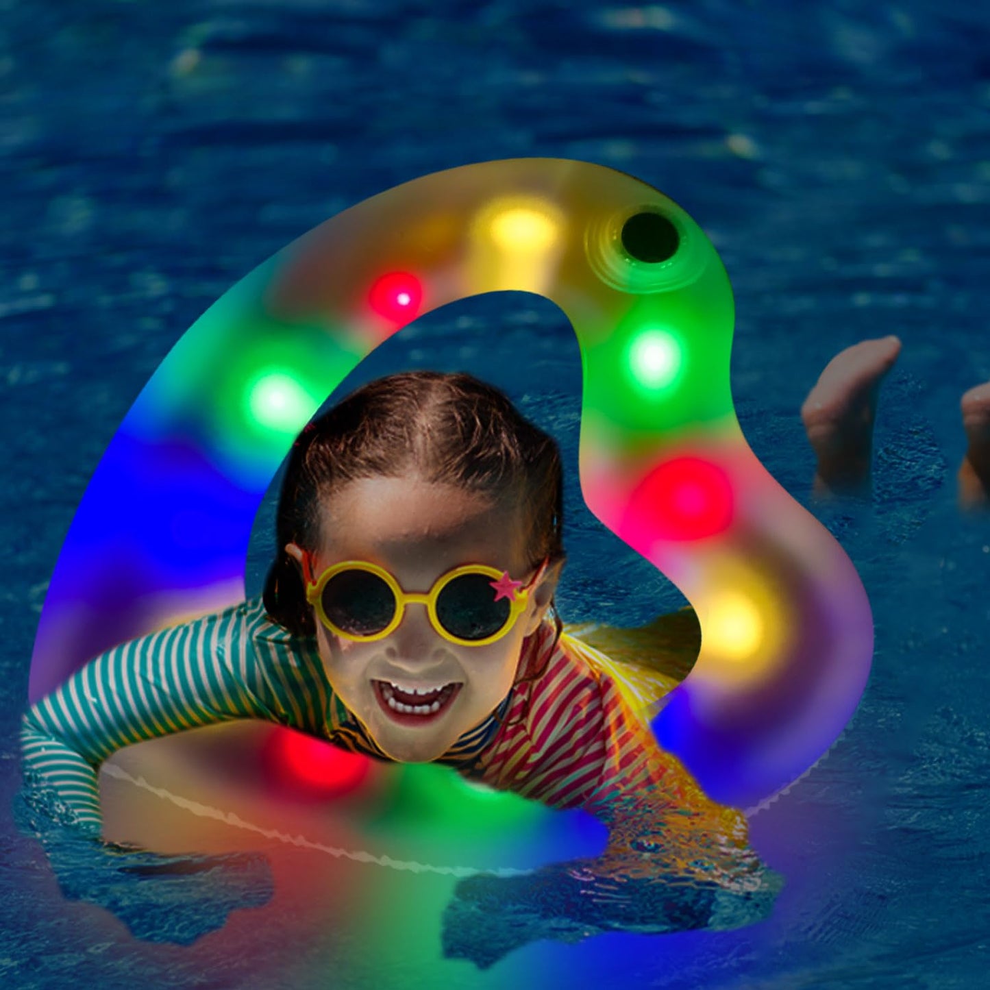 Led Kid Heart Pool Float,Kid Pool Floats, Water Fun Beach Party Toys For Kids,Birthday Scene Layout Props. (18 In, Translucence