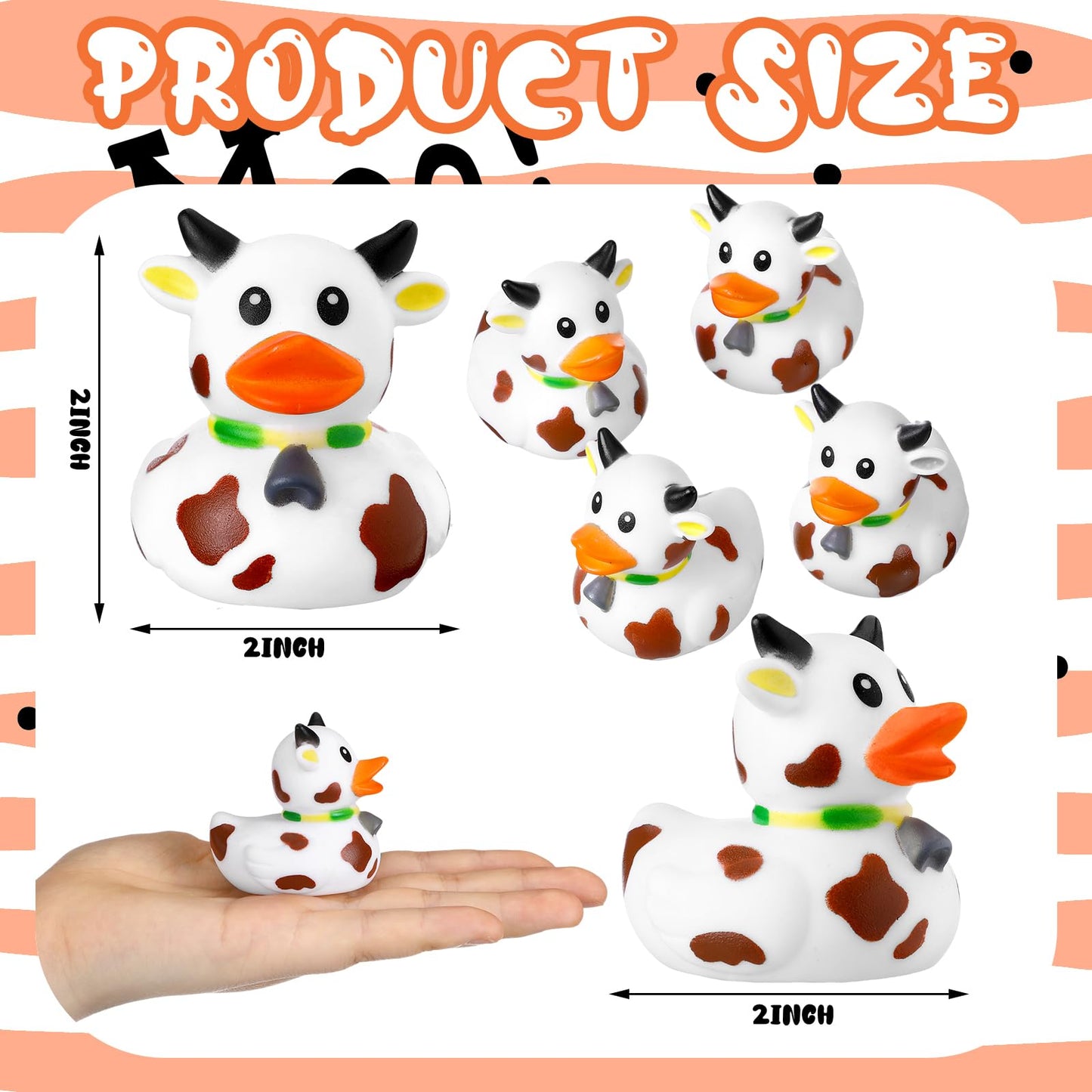 Relaxgiant 24 Pcs Cow Ducks Mini Cow Rubber Ducks Bulk Cow Print Duck For Birthday Party Favors Baby Shower Kids Boys Girls Bath