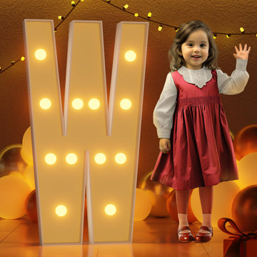 Imprsv 4Ft Marquee Light Up Letters W, Large Light Up Letters For Baby Shower Anniversary Wedding Room Decor, Big Letters For Pa