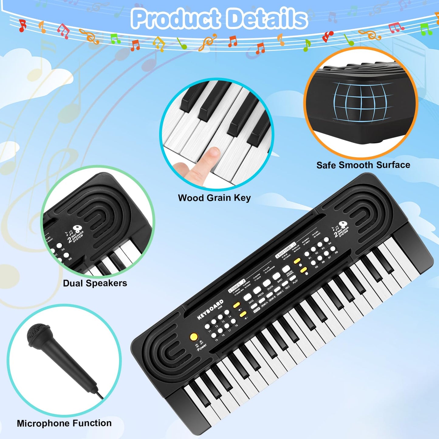 37 Key Upgrade Keyboard Piano For Kids Music Toy Piano Keyboard For Beginners Electronic Piano Toys For 3 4 5 6 Year Old Boys Girls Gifts Ages 3-5