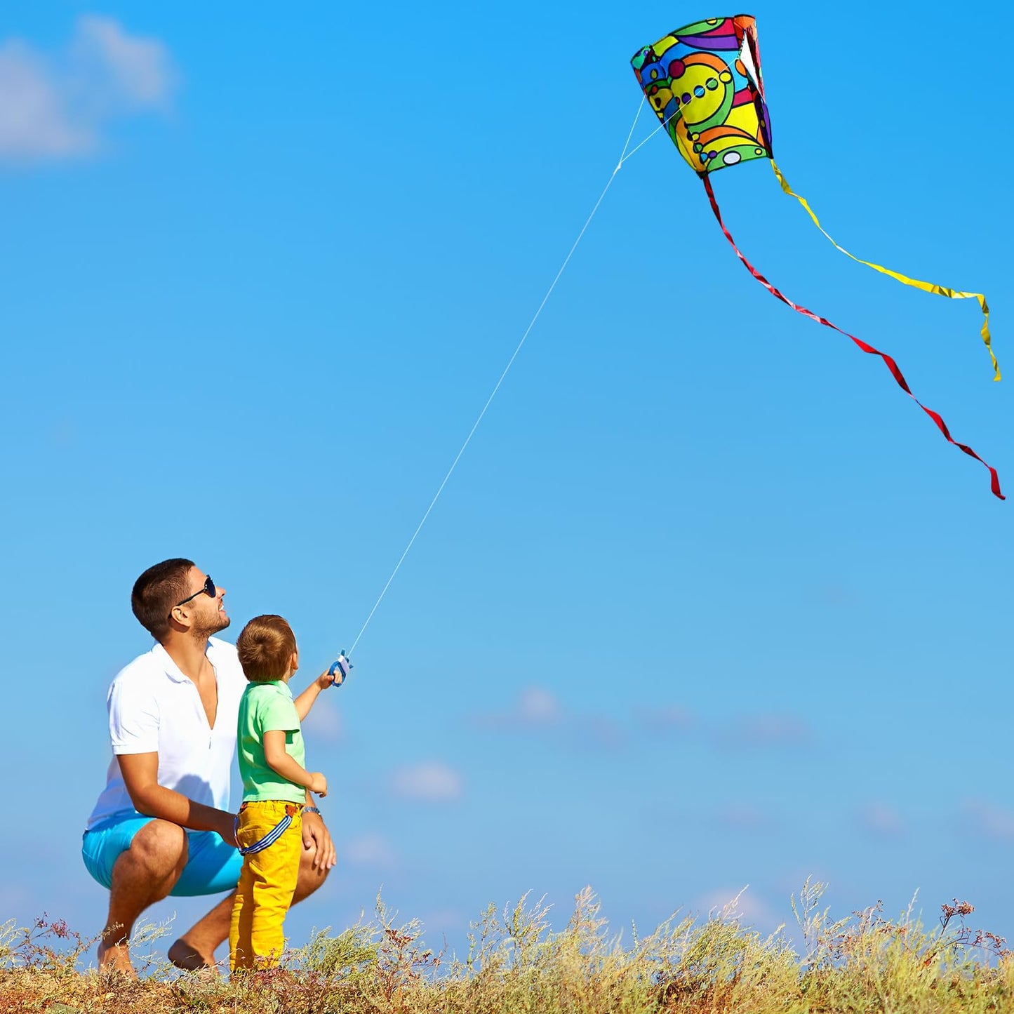 31Inch Colorful Rainbow Pocket Kite, Easy Flyer Kite With Long Tail And String Line, Not Need To Assemble, Beach Game And Outdoo