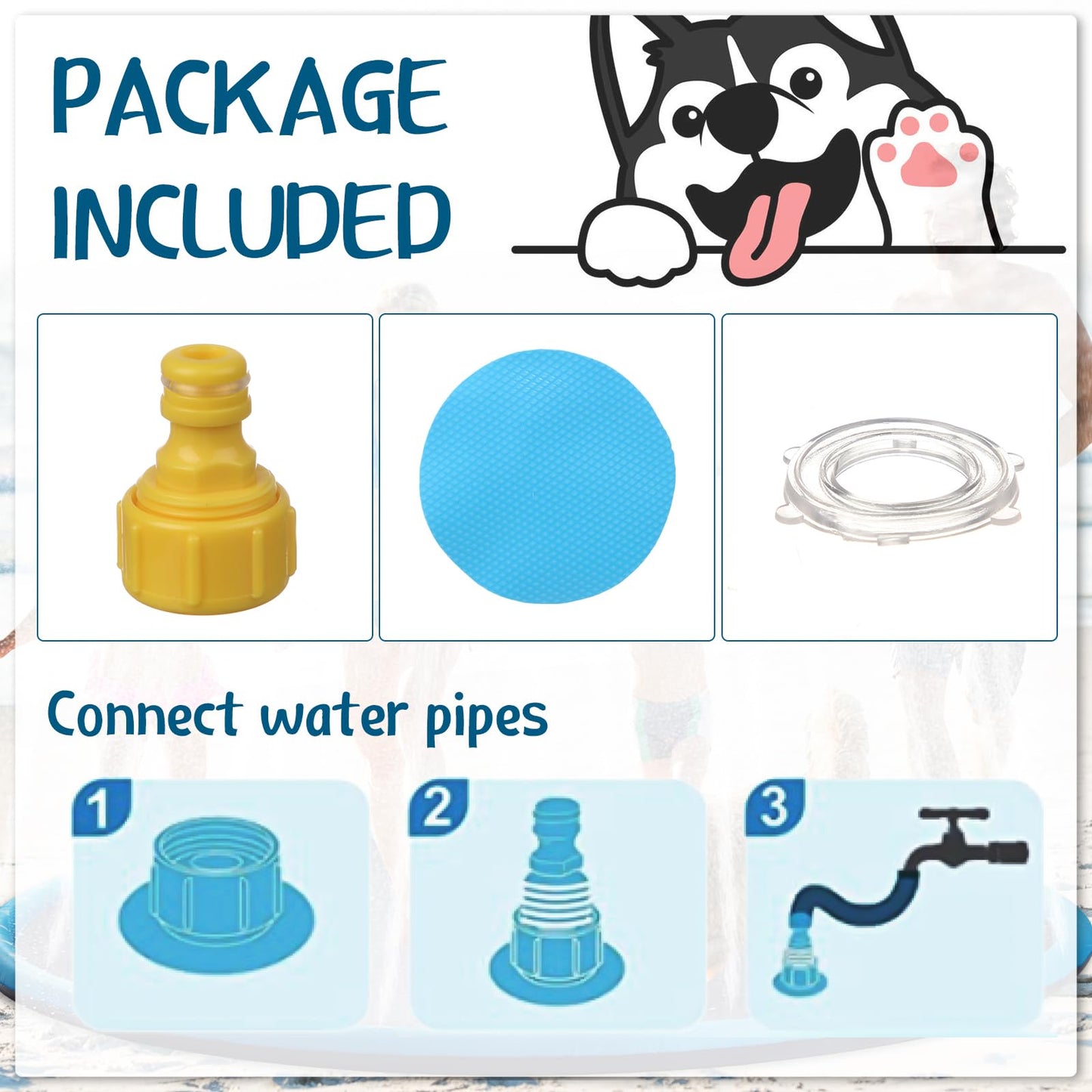 Lewtemi 8 ft Giant Non Slip Splash Pad 96 for mature-themed and Dog Thicken Sprinkler Pool Outdoor Fountaintoy Mat for Pet Dog(Square)