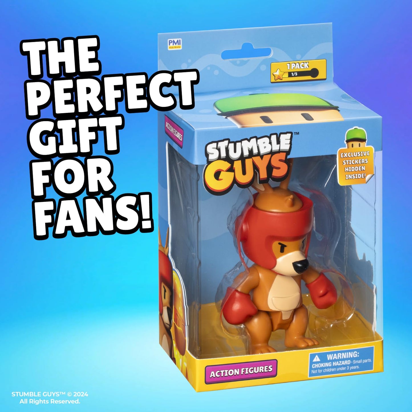 Stumble Guys Series 2 | Articulated Action Figure - 4.5 Collectible Toy | 1-Pack Window Display Box with Hidden Stickers | 4 Unique Characters to Collect (Boxing Roo)