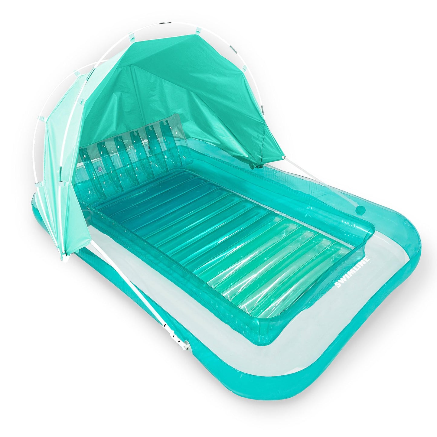 Swimline Original Suntan Tub Mint W/ Adjustable Shade Inflatable Tanning Float Floating Lounge | Personal Tan Pool Hybrid Lounge