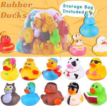 110 Packs Rubber Ducks in Bulk Assortment Jeep Ducks for Ducking, Small Rubber Duckies for Toddler Baby Bath Toys Floater Rubber