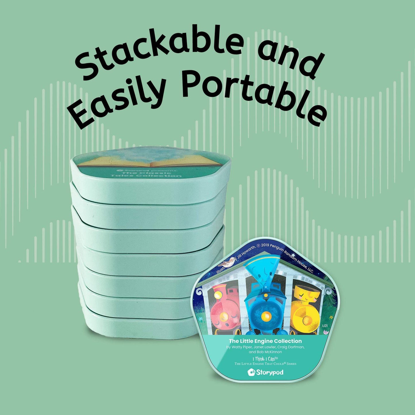 Storypod Token - The Little Engine Collection - Children's Audio Stories - Interactive Playtime - Blue, Green, Yellow