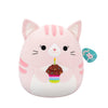 Squishmallows 14in Laura Pink Tabby Cat Plush Holding Cupcake - Official Jazwares Happy Birthday Toy for Kids
